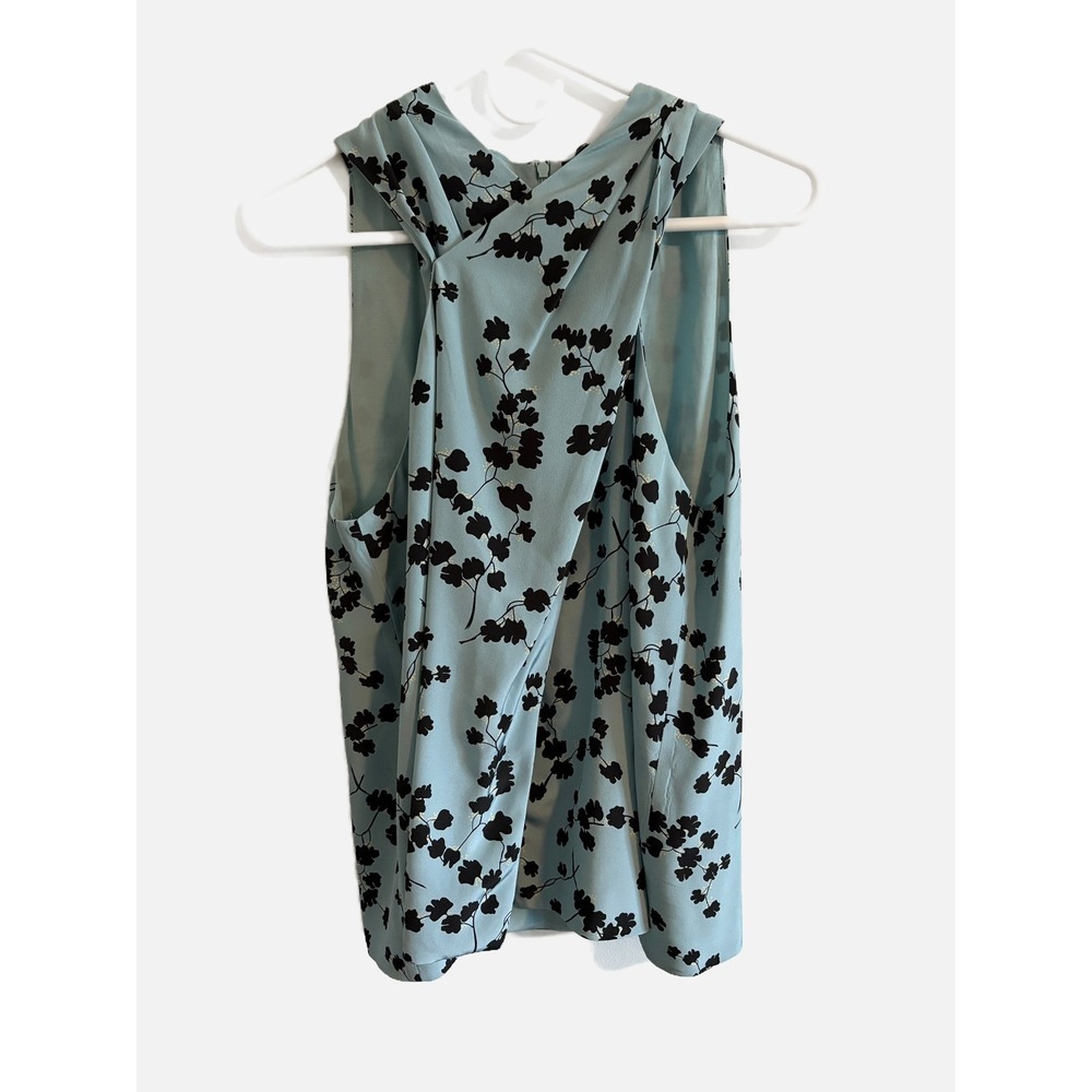 The Fold London 100% Silk Blue Floral Sleeveless Blouse Size US 10 $325